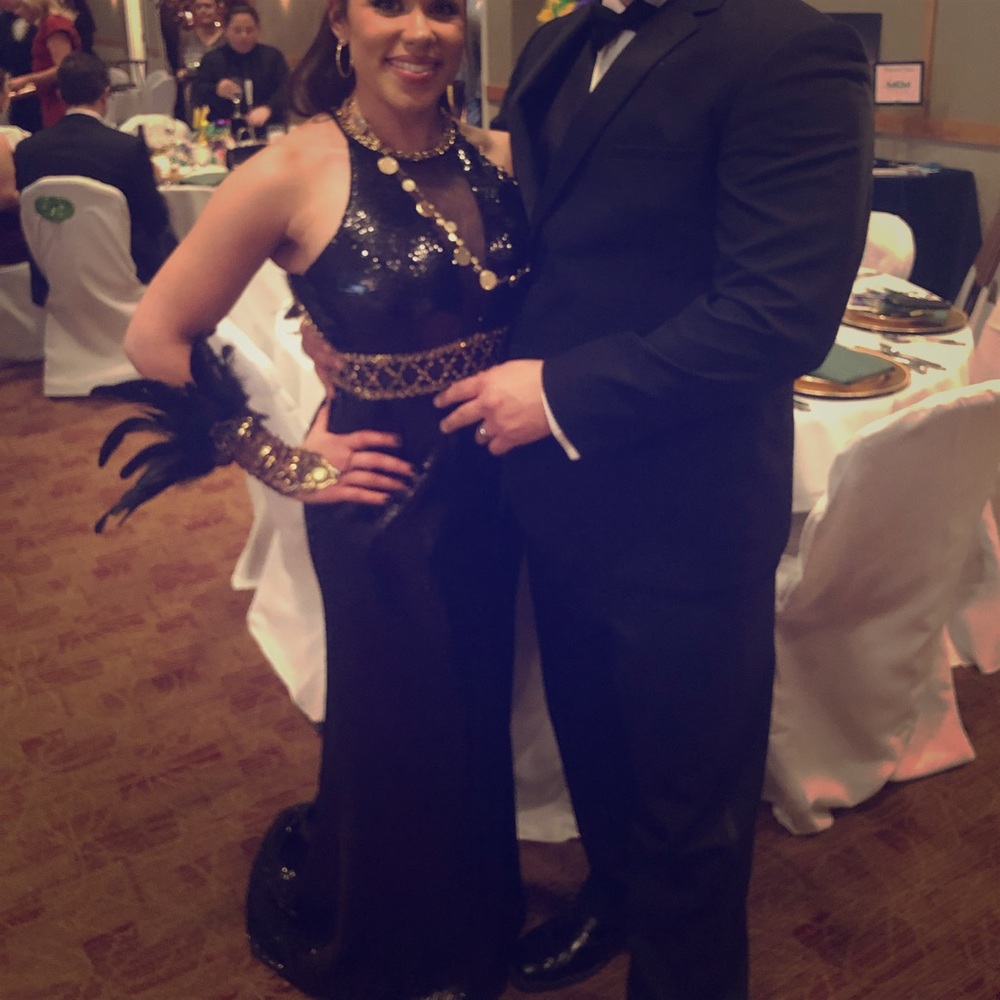 Formal Sequin Black and Gold Dress